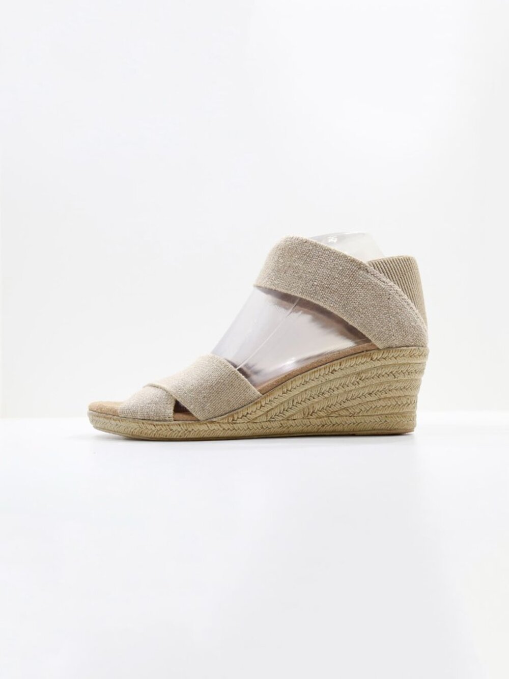 Charleston Shoe Co. Cannon Brown Linen Lightweight 2.5" Wedge Heel Sandals - 8.5